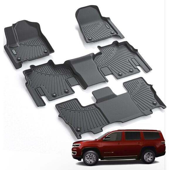3 Row Floor Mats Liner For 2022-24 Jeep Wagoneer 8 Passenger TPE All Weather New - Picture 2 of 3